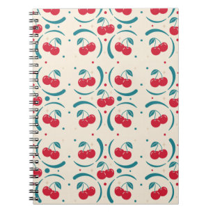 Cuaderno Dulce patrón retro de cereza