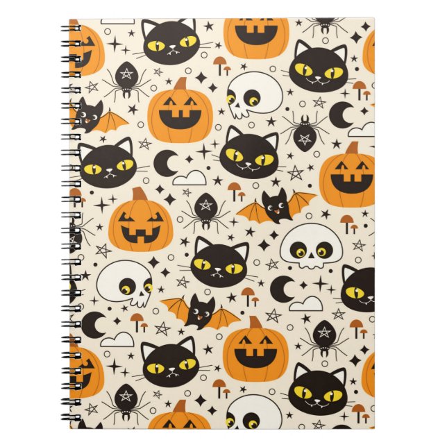 Cuaderno Dulce Patrón Retro de Halloween (Frente)
