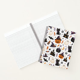 Cuaderno Dulce patrón sin fisuras de Halloween con gatos ne