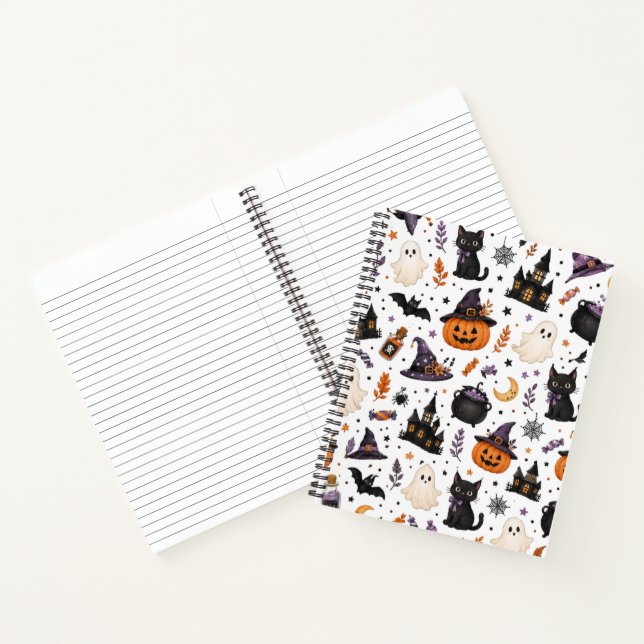 Cuaderno Dulce patrón sin fisuras de Halloween con gatos ne (Interior)