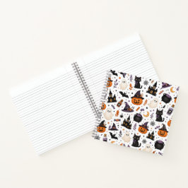Cuaderno Dulce patrón sin fisuras de Halloween con gatos ne