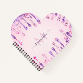 Cuaderno Dulce Purpurina rosado morado goteo Giratorio Mono