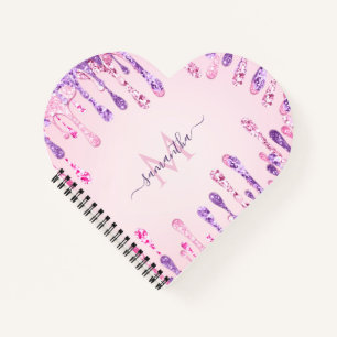 Cuaderno Dulce Purpurina rosado morado goteo Giratorio Mono