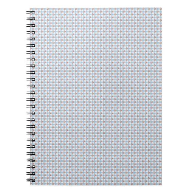 Cuaderno Dulce rosa brote a cuadros azul gingham retro de l (Frente)