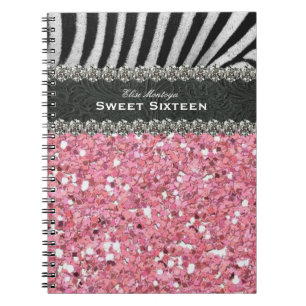 Cuaderno Dulce rosado dieciséis de la cebra personalizado