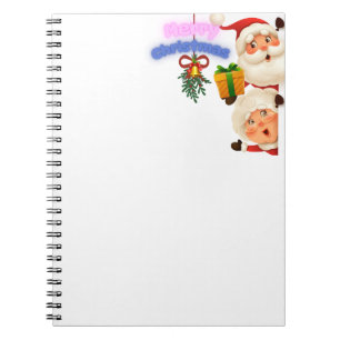Cuaderno Dulce Santa y Sra. Claus Feliz Navidad Saludo