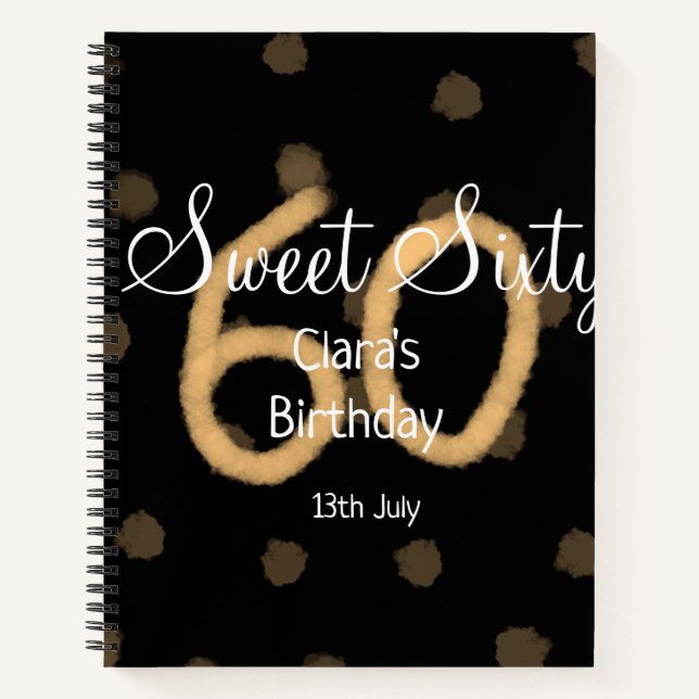 Cuaderno Dulce Sesenta añadir nombre fecha cumpleaños polka (Anverso)