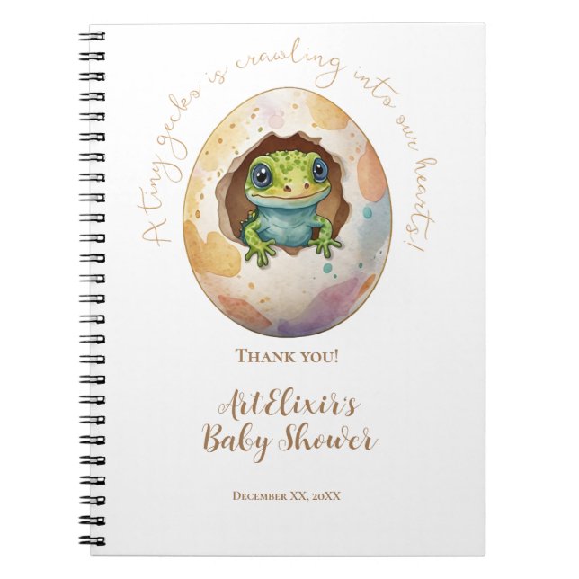 Cuaderno Dulce Shower de Bebé de Lagarto Gecko Kawaii (Frente)
