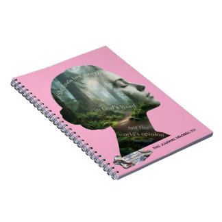 Cuaderno Dulce Silueta Rosa en Diseño de Fe Cristiana