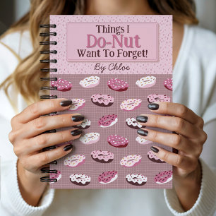 Cuaderno Dulce tema de donut rosa y marrón personalizado