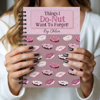 Cuaderno Dulce tema de donut rosa y marrón personalizado