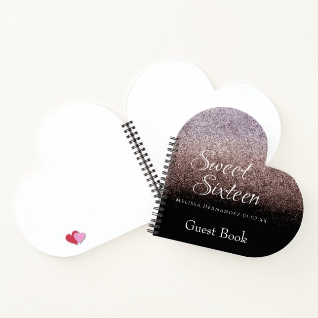 Cuaderno Dulces 16 Brillo Ombre Corazón de Invitado (Interior)