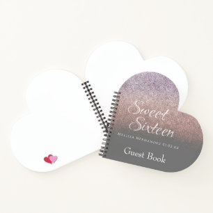 Cuaderno Dulces 16 Brillo Ombre Corazón de Invitado