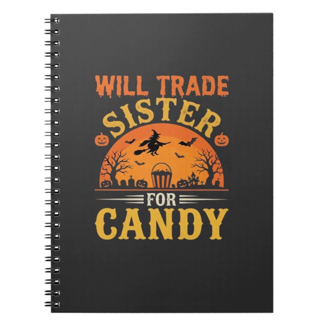 Cuaderno Dulces Diseño de Intercambio de Hermana de Hallowe (Frente)