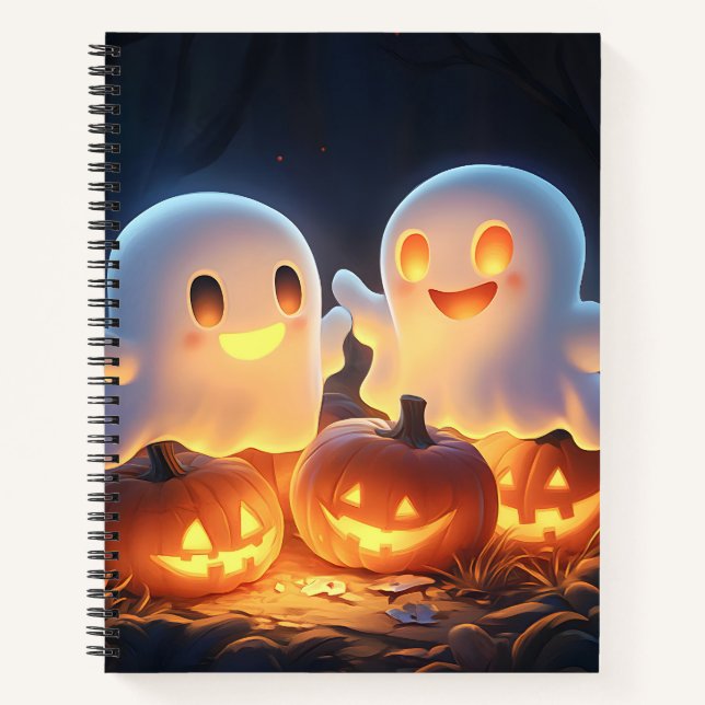 Cuaderno Dulces Fantasmas De Dibujos Animados De Halloween  (Anverso)