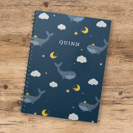 Cuaderno Dulces Niños Noche Cielo Ballena Nubes Luna con No