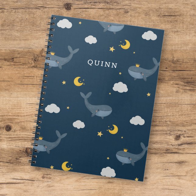 Cuaderno Dulces Niños Noche Cielo Ballena Nubes Luna con No (Subido por el creador)