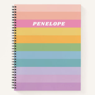 Cuaderno Dulces rayas de arcoíris pastel personalizadas con