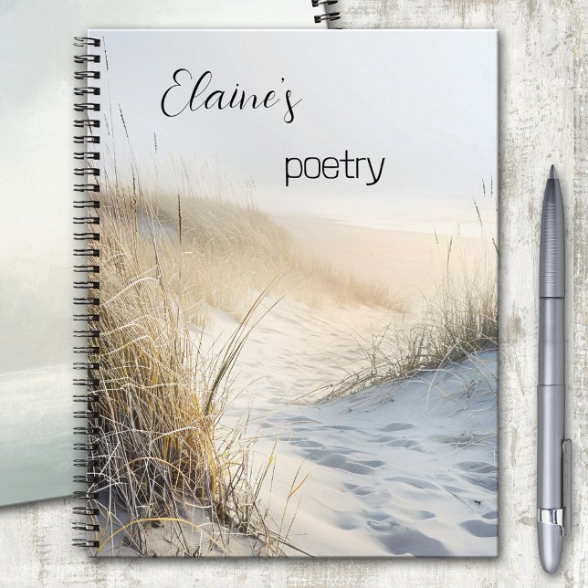 Cuaderno Dune Grass Beach Poetry (Poetry dream notebook featuring an image of grass on dunes at the beach in a soft sunlight)