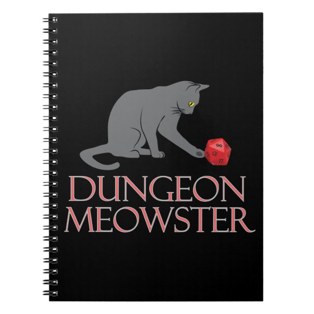 Cuaderno Dungeon Meowster Funny RPG Cat con dados (Frente)