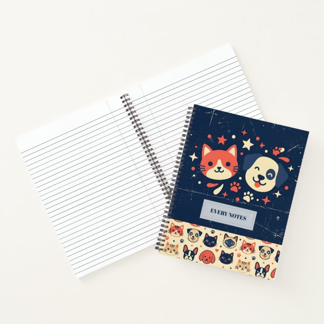 Cuaderno Dúo Retro de Gato y Perro (Interior)