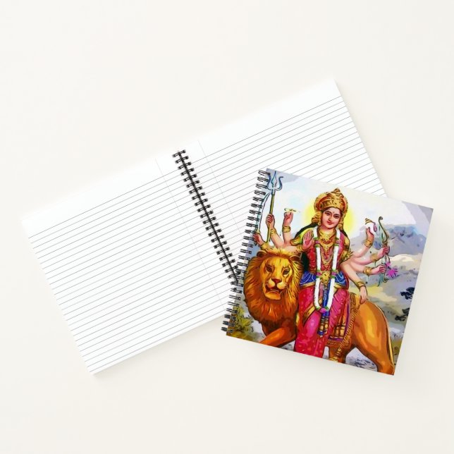 Cuaderno Durga, diosa con pintura de leones (Interior)