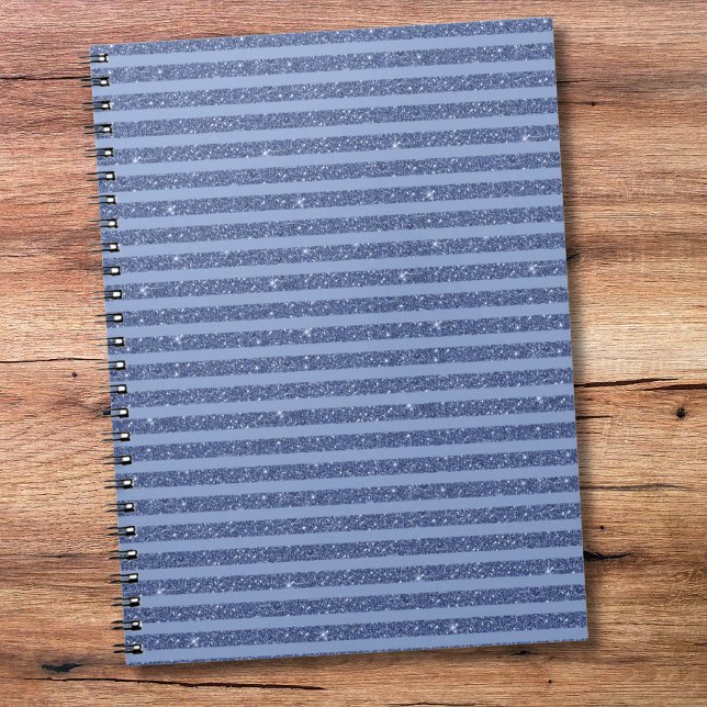 Cuaderno Dusky Indigo Glitter Style Horizontal Stripes (Subido por el creador)
