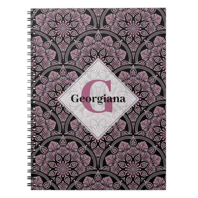 Cuaderno Dusky Rosa floral Fronds Mandala (Frente)