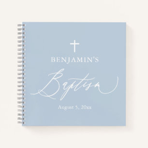 Cuaderno Duste Blue Cross White Boy Baptism Guest Book