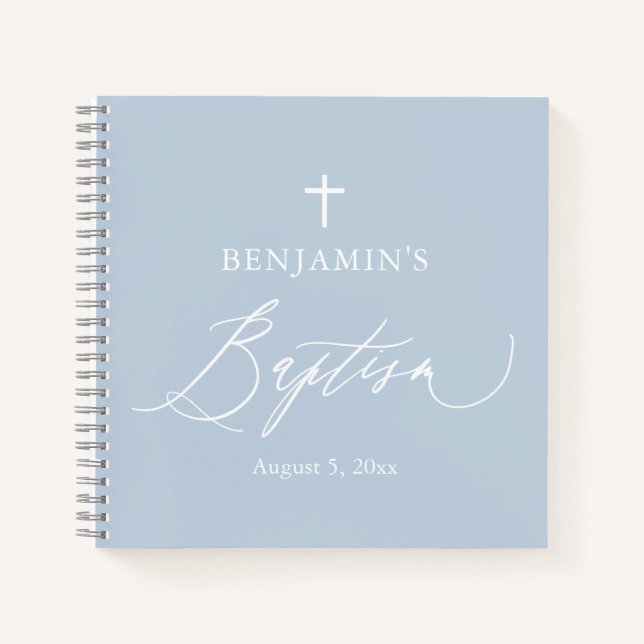 Cuaderno Duste Blue Cross White Boy Baptism Guest Book (Anverso)
