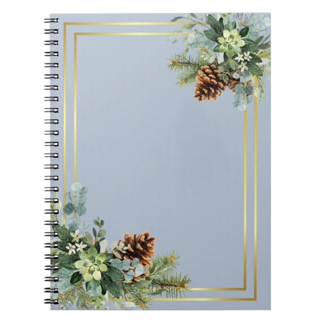 Cuaderno Dusty Blue Boda Eucalyptus Green Budget (Frente)