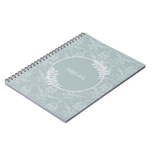 Cuaderno Dusty Blue Elegant Damask Personalizado