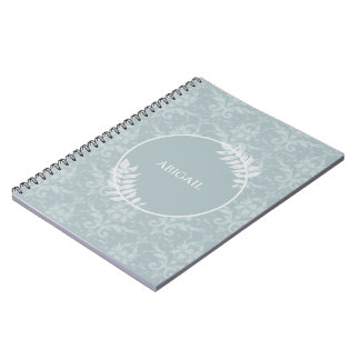 Cuaderno Dusty Blue Elegant Damask Personalizado