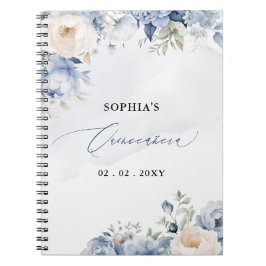 Cuaderno Dusty Blue Floral Quinceañera Guest book