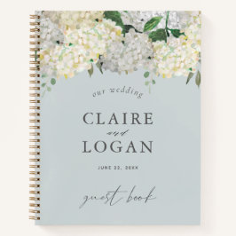 Cuaderno Dusty Blue Hydrangea Boda Guest Book