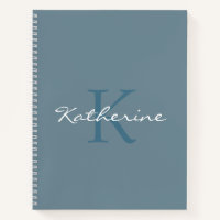 Dusty Blue Modern Script Monogramed Name