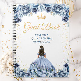 Cuaderno Dusty Blue Princess Quinceañera Guest Book