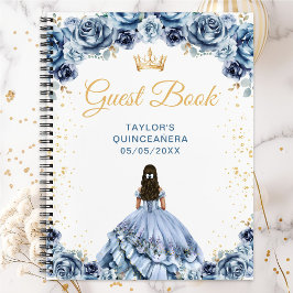Cuaderno Dusty Blue Princess Quinceañera Guest Book