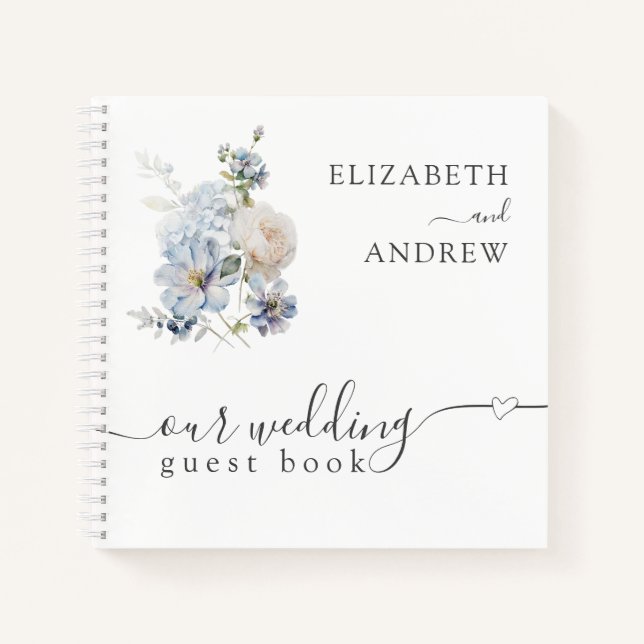 Cuaderno Dusty Blue & Rubor Boda Floral Rosa (Anverso)