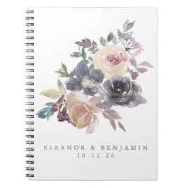 Cuaderno Dusty Morado Morado Floral Watercolor Matrimonio p