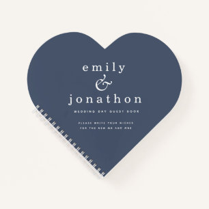 Cuaderno Dusty Navy Blue Boda Heart Guest Book