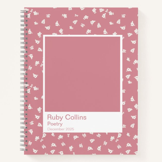 Cuaderno Dusty Pink Floral Aesthetic Notebook (Anverso)