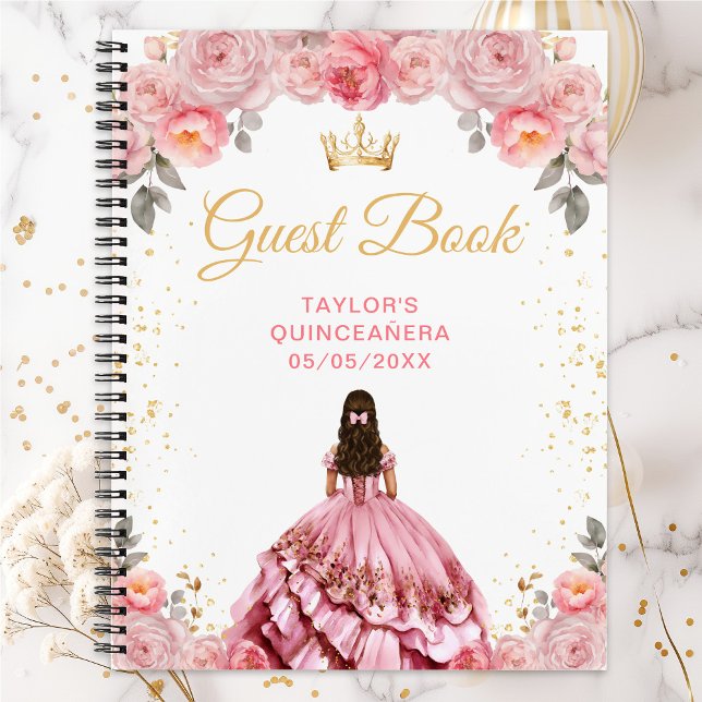Cuaderno Dusty Pink Princess Quinceañera Guest Book (Subido por el creador)