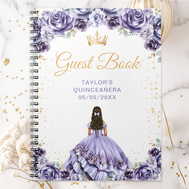 Cuaderno Dusty Purple Princess Quinceañera Guest Book (Subido por el creador)