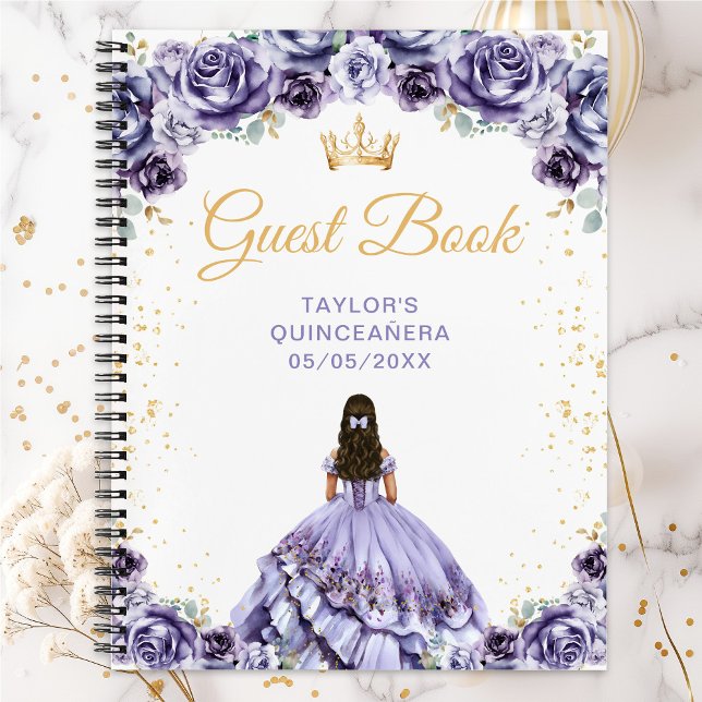 Cuaderno Dusty Purple Princess Quinceañera Guest Book (Subido por el creador)