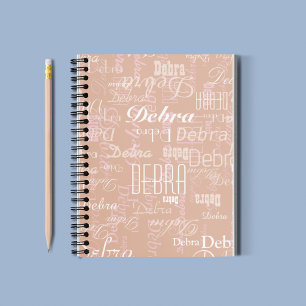 Cuaderno Dusty Rosa Nombre editable de impresión completa