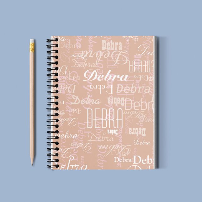 Cuaderno Dusty Rosa Nombre editable de impresión completa (dusty rose stylish pattern )
