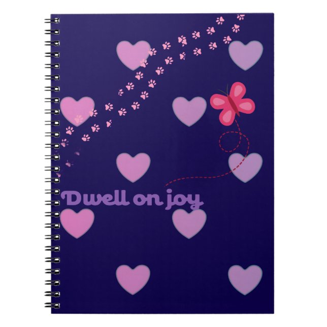 Cuaderno dwell on joy hearts and paw prints spiral notebook (Frente)