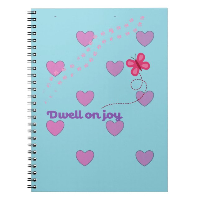 Cuaderno Dwell on joy hearts and pawprints notebook (Frente)