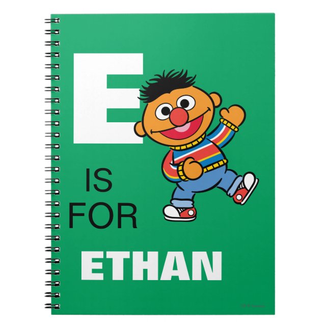 Cuaderno E es para Ernie | Añadir su nombre (Frente)